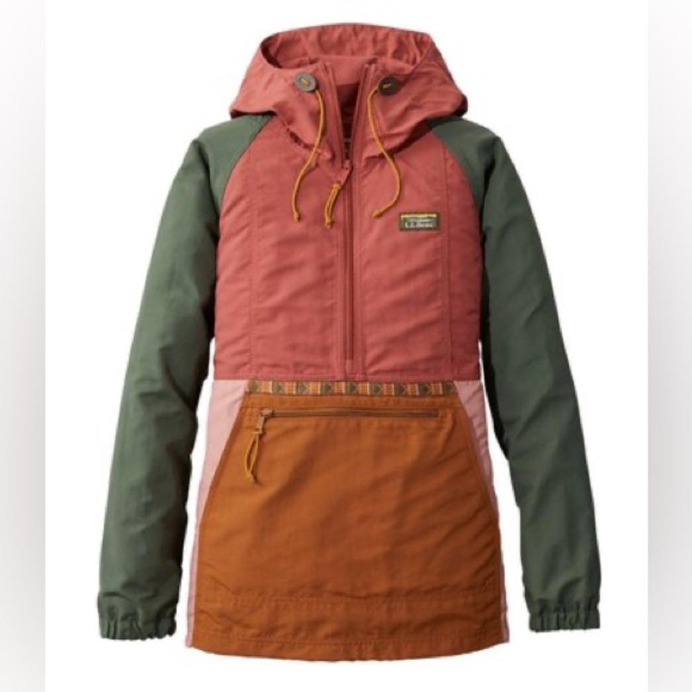 LL Bean Women's Mountain Classic Anorak- Pink/Green